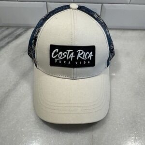Costa Rica Pure Vida Women's Adjustable Baseball Hat With Pony Tail Hole New
